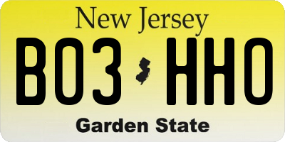 NJ license plate B03HHO