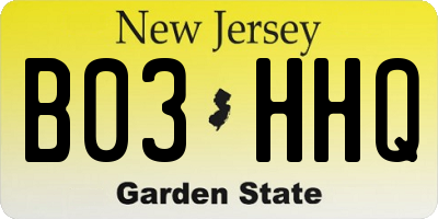 NJ license plate B03HHQ