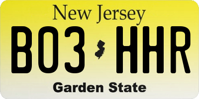 NJ license plate B03HHR