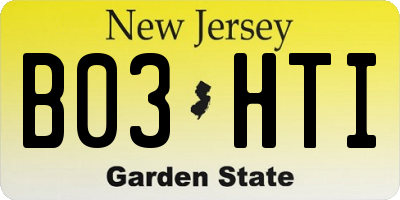 NJ license plate B03HTI