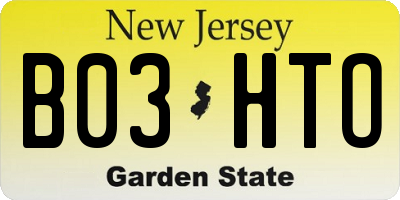 NJ license plate B03HTO
