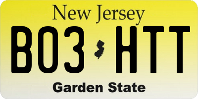 NJ license plate B03HTT