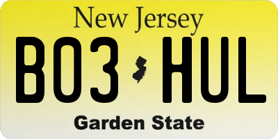 NJ license plate B03HUL