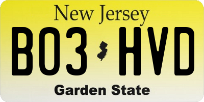 NJ license plate B03HVD