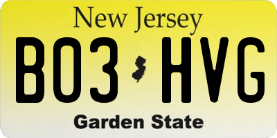 NJ license plate B03HVG