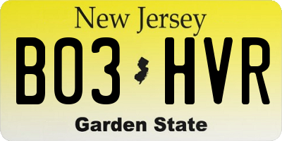 NJ license plate B03HVR
