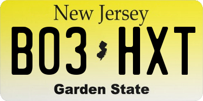 NJ license plate B03HXT