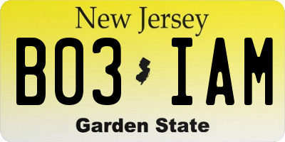 NJ license plate B03IAM