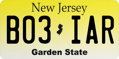 NJ license plate B03IAR