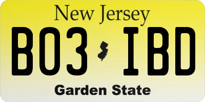 NJ license plate B03IBD