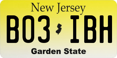 NJ license plate B03IBH