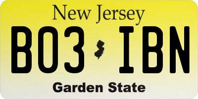 NJ license plate B03IBN