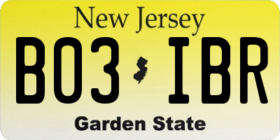 NJ license plate B03IBR