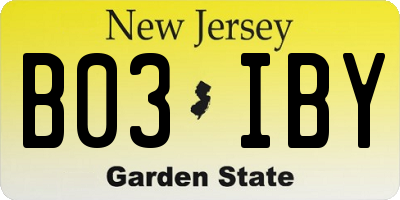 NJ license plate B03IBY
