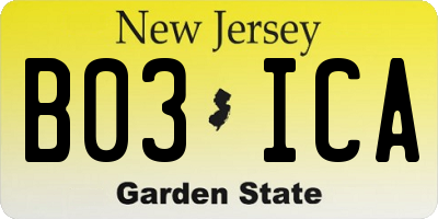 NJ license plate B03ICA