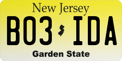NJ license plate B03IDA