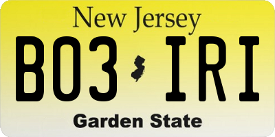 NJ license plate B03IRI