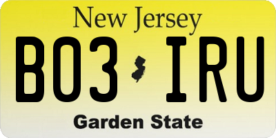 NJ license plate B03IRU