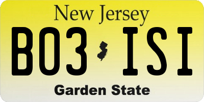 NJ license plate B03ISI