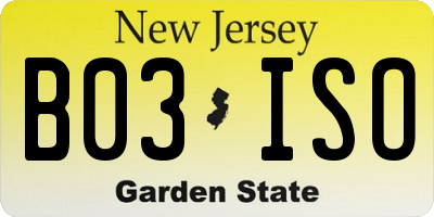 NJ license plate B03ISO