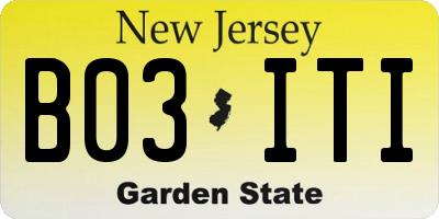 NJ license plate B03ITI