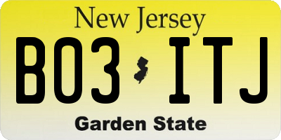 NJ license plate B03ITJ