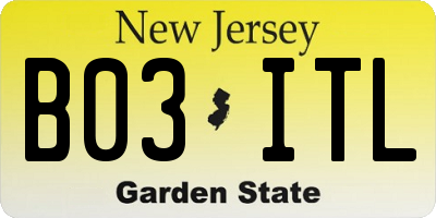 NJ license plate B03ITL