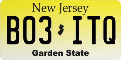 NJ license plate B03ITQ