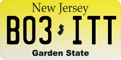NJ license plate B03ITT