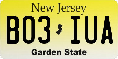 NJ license plate B03IUA