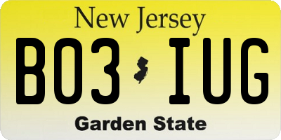 NJ license plate B03IUG