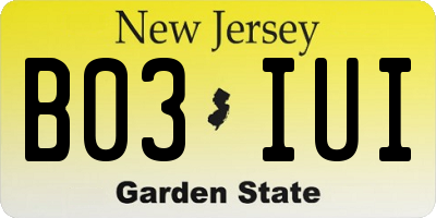 NJ license plate B03IUI