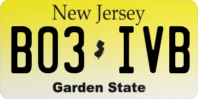 NJ license plate B03IVB