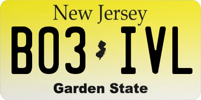 NJ license plate B03IVL