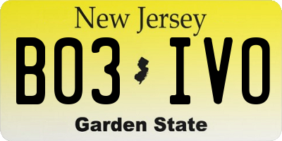 NJ license plate B03IVO