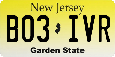 NJ license plate B03IVR