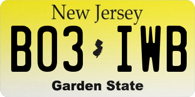 NJ license plate B03IWB
