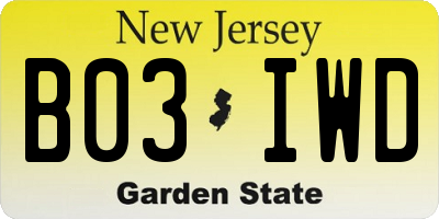NJ license plate B03IWD