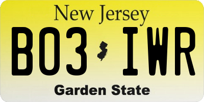 NJ license plate B03IWR