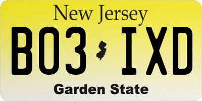 NJ license plate B03IXD