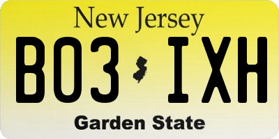NJ license plate B03IXH