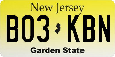 NJ license plate B03KBN