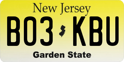 NJ license plate B03KBU