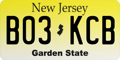 NJ license plate B03KCB