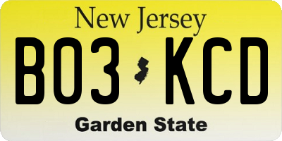 NJ license plate B03KCD