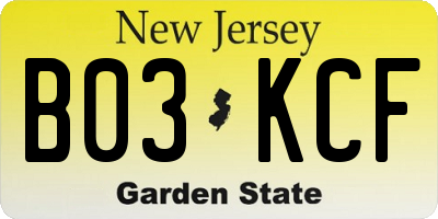 NJ license plate B03KCF