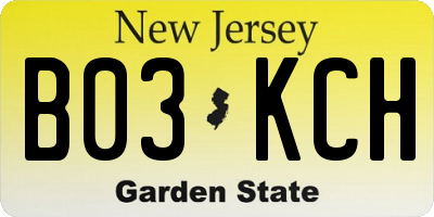 NJ license plate B03KCH