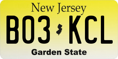 NJ license plate B03KCL