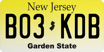 NJ license plate B03KDB