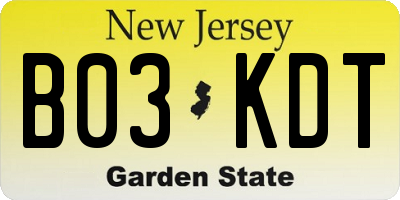 NJ license plate B03KDT